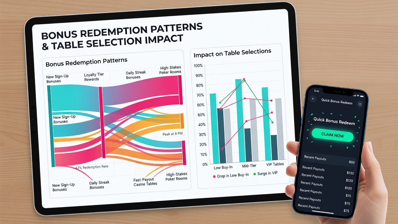 Analytics dashboard displaying player migration between bonus-eligible slots and table games in mobile casino apps