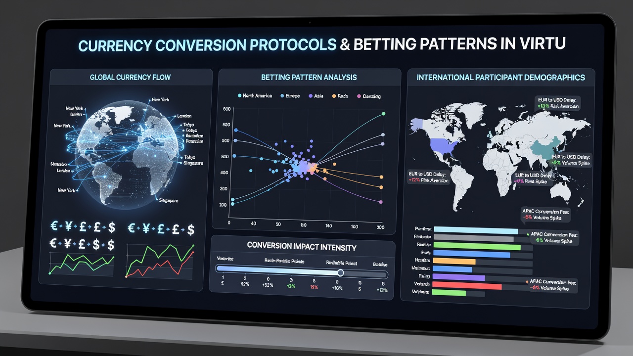 Dashboard view showing real-time currency conversion calculations for players in virtual card rooms