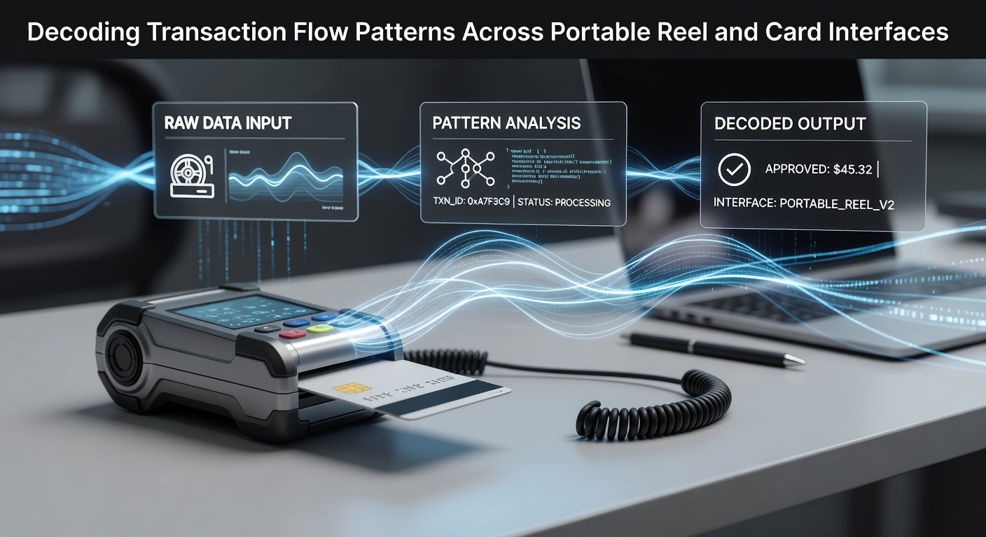 Portable reel gaming terminal connected to card interface showing transaction data flow visualization