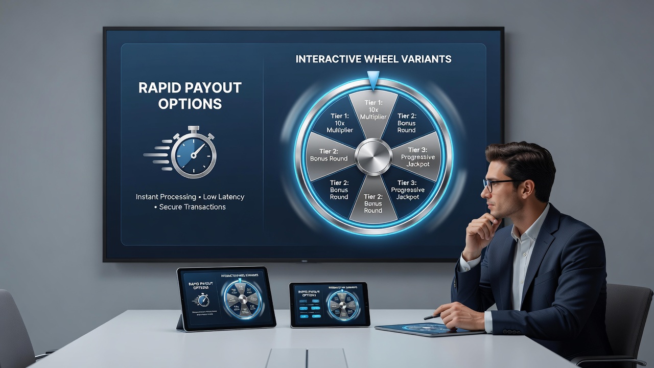 Close-up of mobile app displaying wheel game analytics alongside instant payout confirmation screen