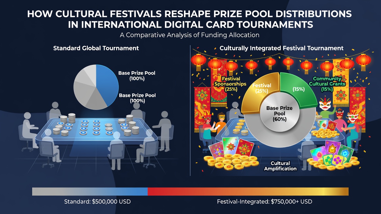 Tournament dashboard displaying real-time prize pool growth and time zone participant distribution during festival season