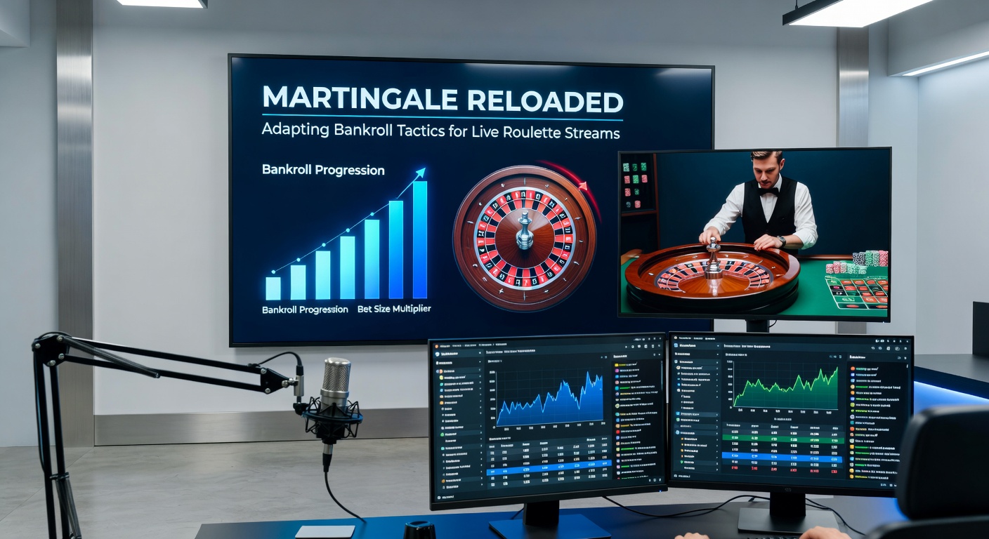 Bankroll chart displaying Martingale progression with reload points marked on a live stream dashboard