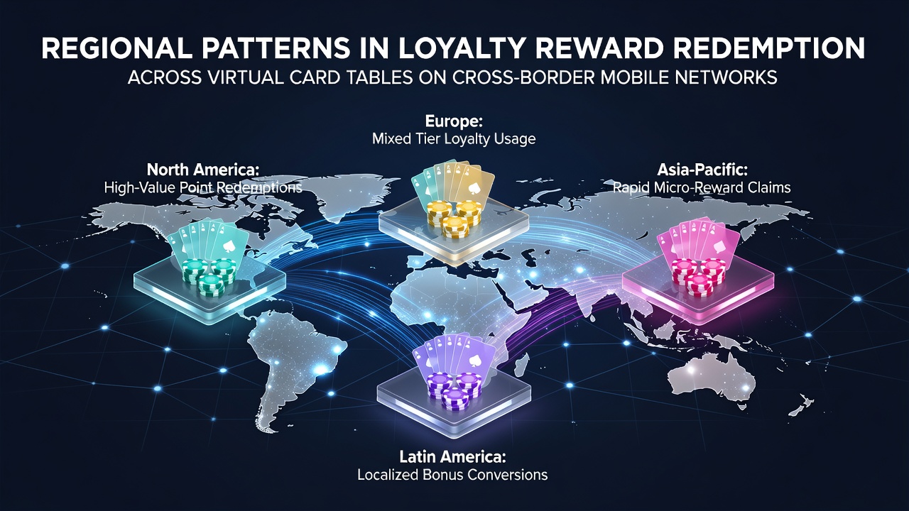 Map showing regional variations in loyalty reward redemption rates for virtual card tables on mobile networks