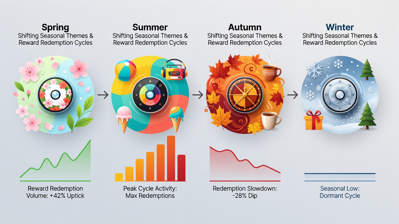 Data visualization showing reward redemption patterns linked to seasonal themes in mobile gaming platforms