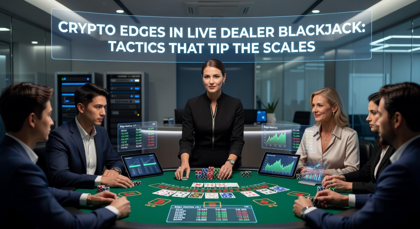 Close-up of a smartphone screen displaying a live blackjack game with crypto wallet integration, chips stacking up next to Ethereum logo